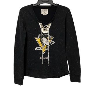 NHL CCM Pittsburgh Penguins Lace Up Logo Sweatshirt